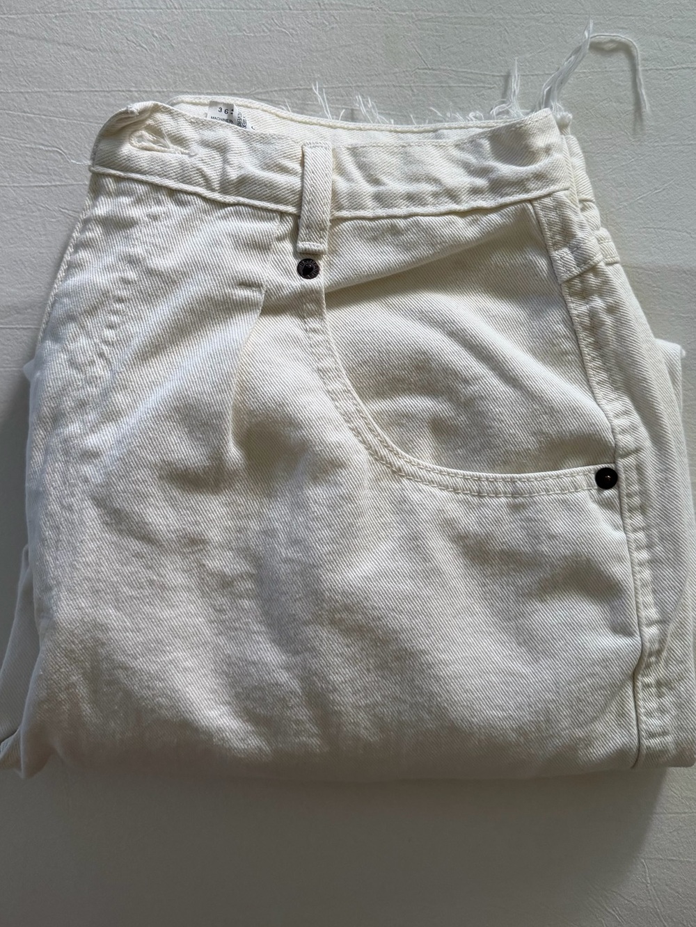 Vintage, low rise, baggy cream, white jeans